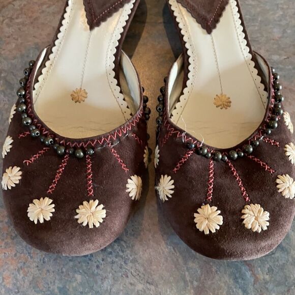 ASH 38 Brown Embroidery Mules Sandals - Picture 3 of 7